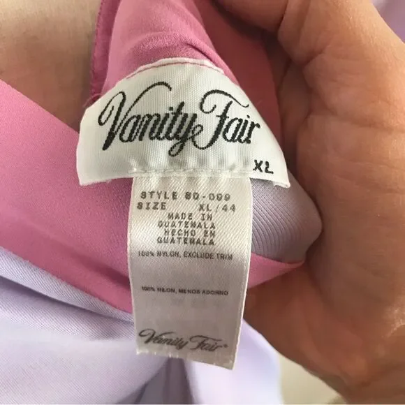 Vintage Vanity Fair lavender & mauve deep V neck & back Maxi slip dress XL* - Picture 5 of 6
